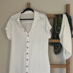 Coverup Dress with Brown Buttons | M